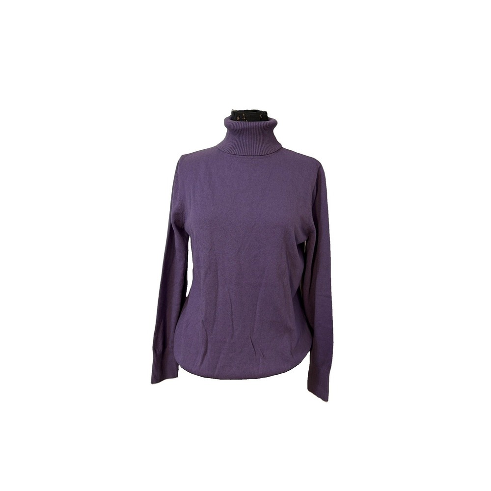 L.L Bean Cotton Cashmere Turtleneck Sweater Women's Size L Purple Preppy